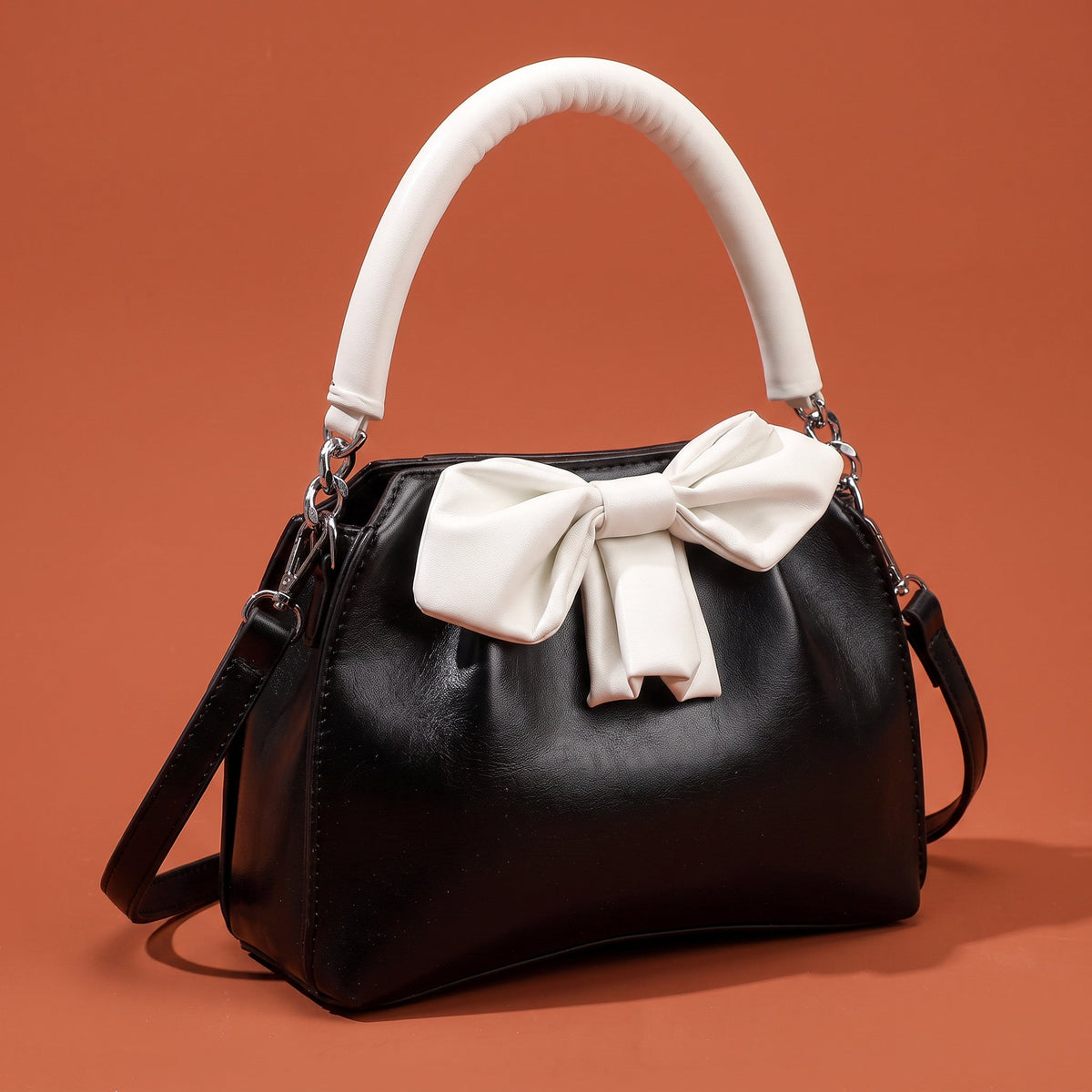 Women's Bow Handbag Crossbody Strap Padded Handle Chain