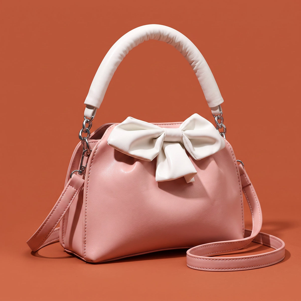 Women's Bow Handbag Crossbody Strap Padded Handle Chain
