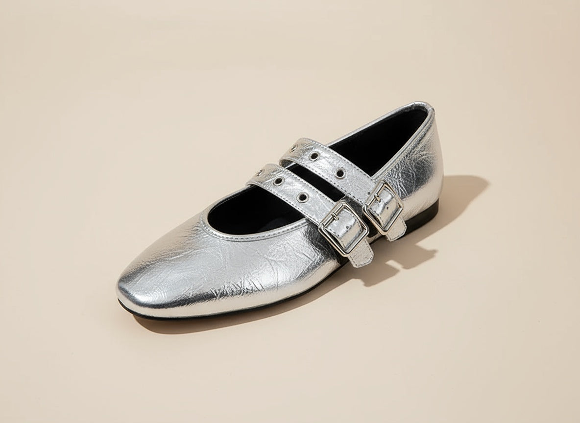 Women's Buckle Flats | Double Strap & Modern Twist on a Classic