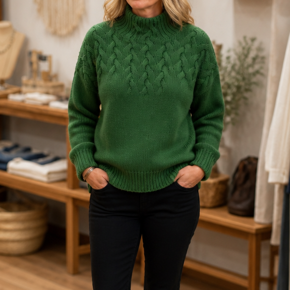Women's Cable-Knit Turtleneck Sweater | Holds Its Shape