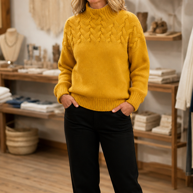 Women's Cable-Knit Turtleneck Sweater | Holds Its Shape