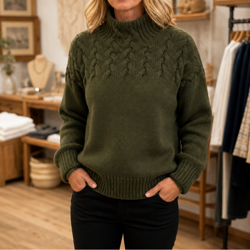 Women's Cable-Knit Turtleneck Sweater | Holds Its Shape