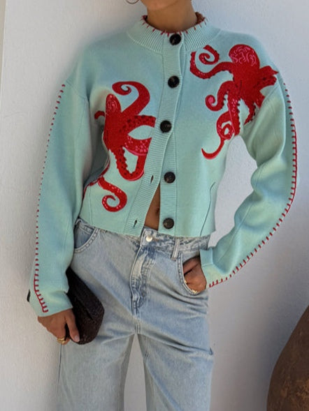 Women's Cardigan | Graphic Print & Button Front