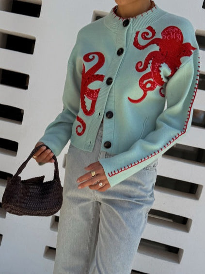 Women's Cardigan | Graphic Print & Button Front
