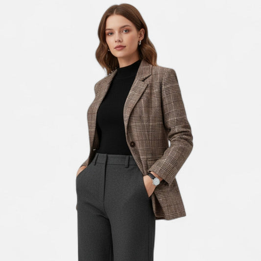 Women's Checked Blazer | Fitted Structured Cut