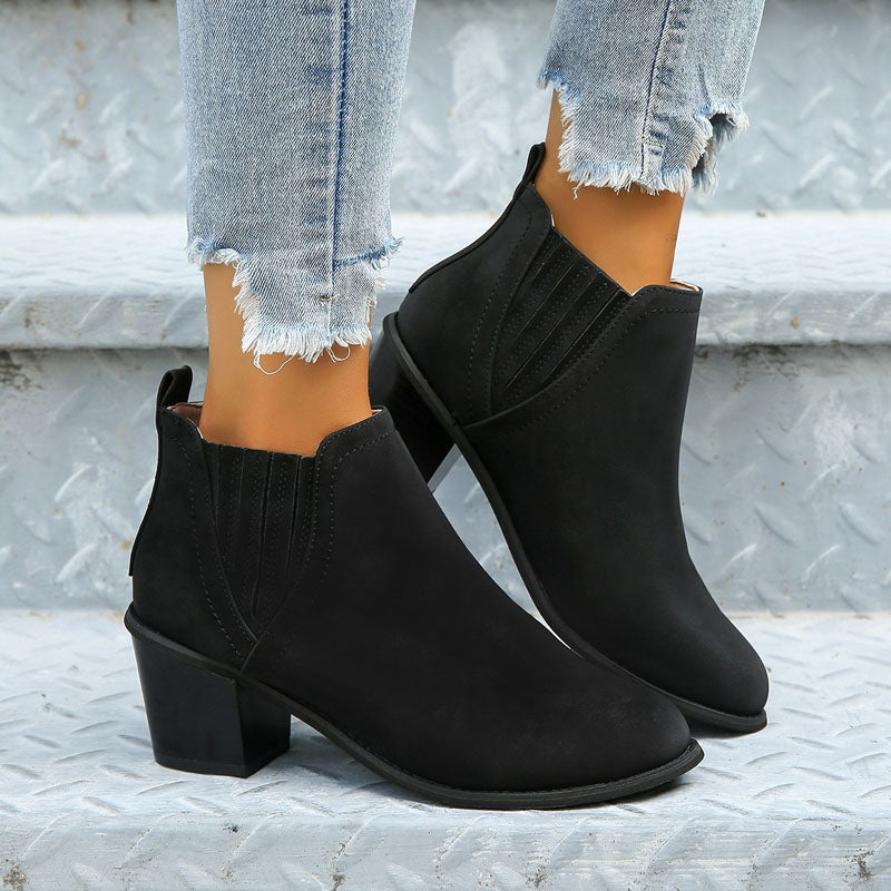 Women's Chelsea Boots Stacked Block Heel Western Style