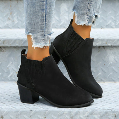 Women's Chelsea Boots Stacked Block Heel Western Style