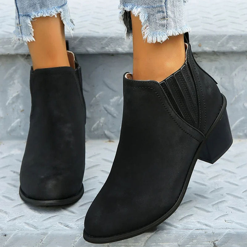 Women's Chelsea Boots Stacked Block Heel Western Style