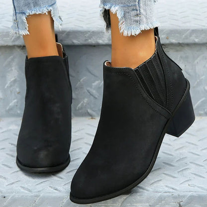Women's Chelsea Boots Stacked Block Heel Western Style