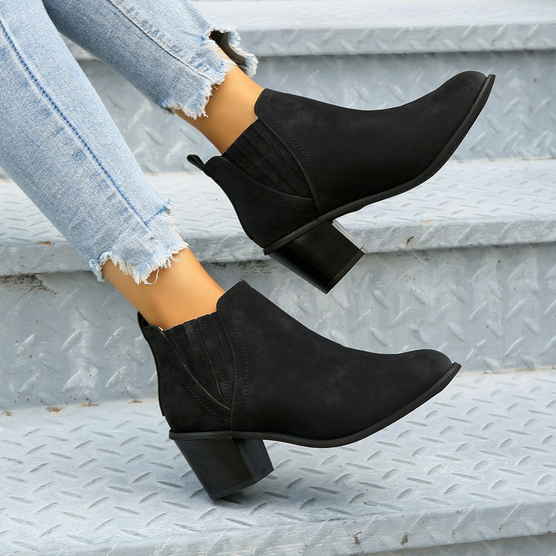 Women's Chelsea Boots Stacked Block Heel Western Style