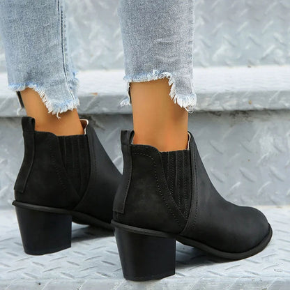 Women's Chelsea Boots Stacked Block Heel Western Style