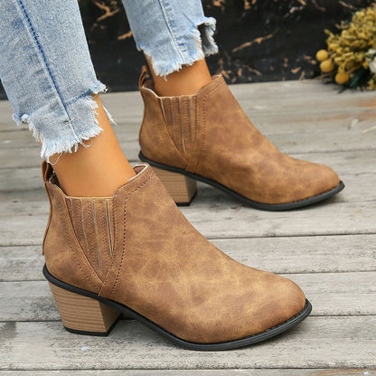 Women's Chelsea Boots Stacked Block Heel Western Style