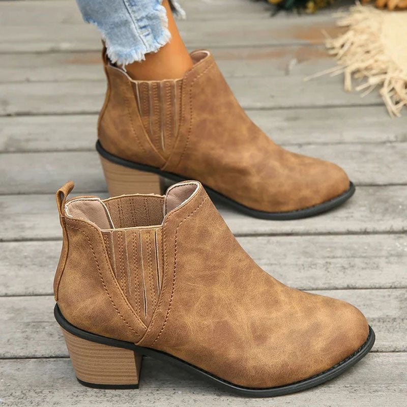 Women's Chelsea Boots Stacked Block Heel Western Style