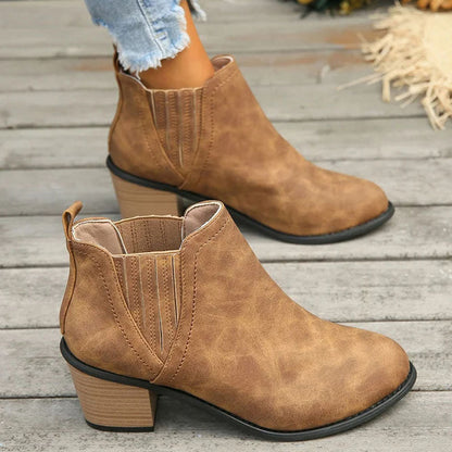 Women's Chelsea Boots Stacked Block Heel Western Style