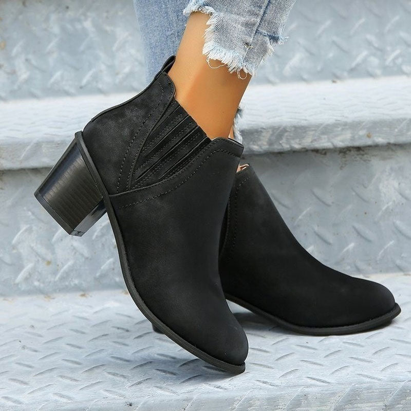 Women's Chelsea Boots Stacked Block Heel Western Style