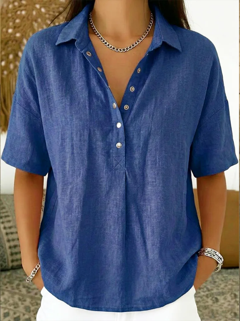 Women's Collar Shirt | Relaxed Fit & Button Detail