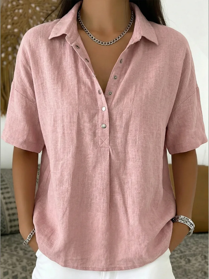 Women's Collar Shirt | Relaxed Fit & Button Detail