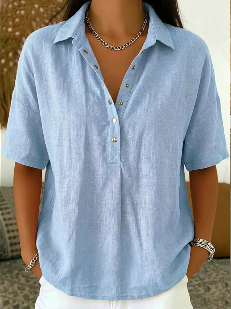 Women's Collar Shirt | Relaxed Fit & Button Detail