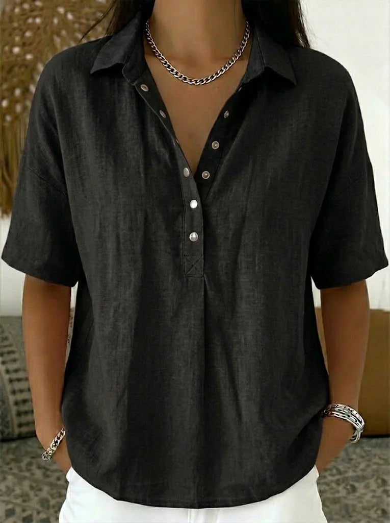 Women's Collar Shirt | Relaxed Fit & Button Detail
