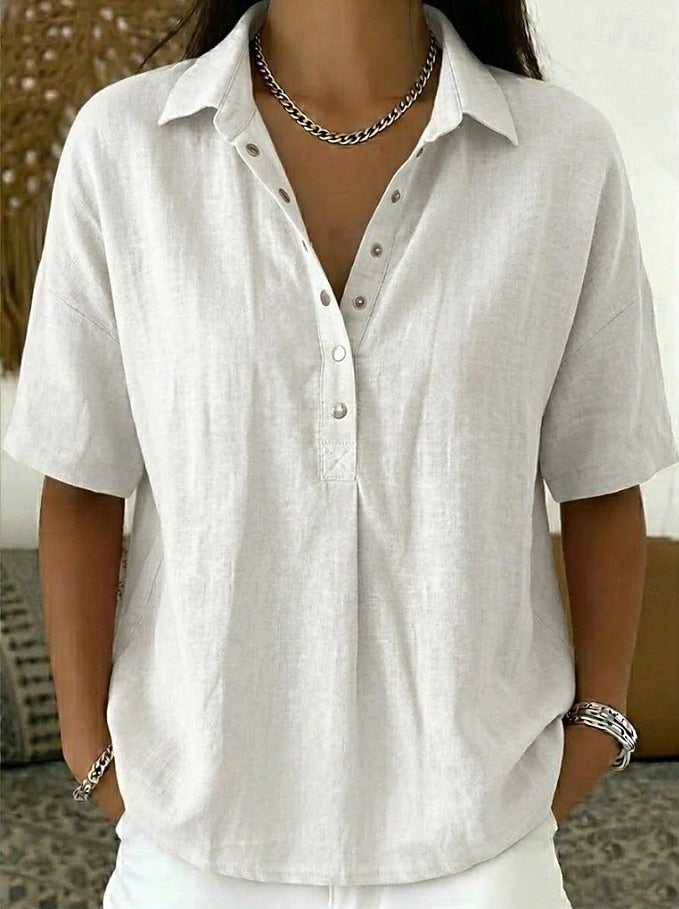 Women's Collar Shirt | Relaxed Fit & Button Detail