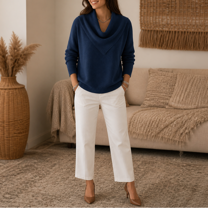 Women's Cowl Neck Sweater | Draped Collar & Effortless Style