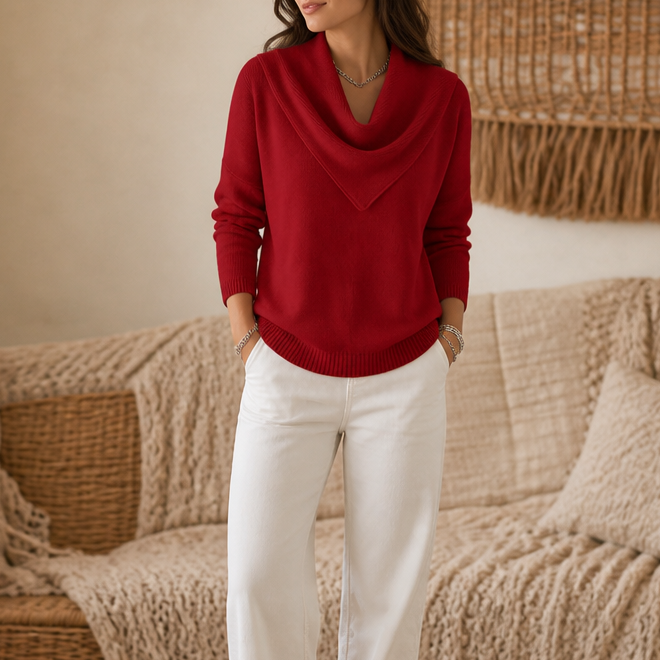 Women's Cowl Neck Sweater | Draped Collar & Effortless Style
