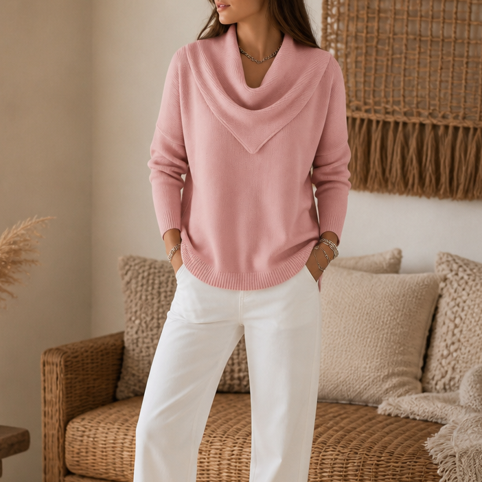 Women's Cowl Neck Sweater | Draped Collar & Effortless Style