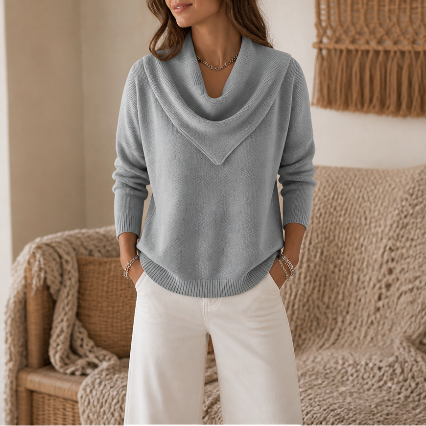 Women's Cowl Neck Sweater | Draped Collar & Effortless Style