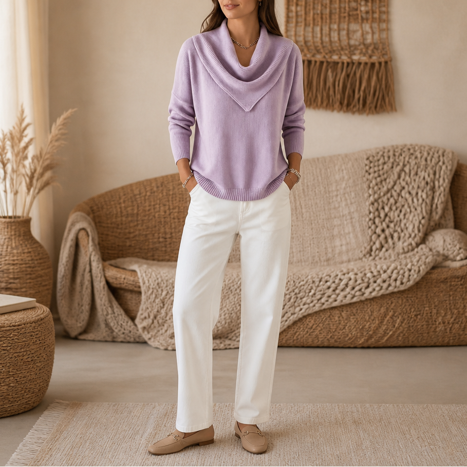Women's Cowl Neck Sweater | Draped Collar & Effortless Style