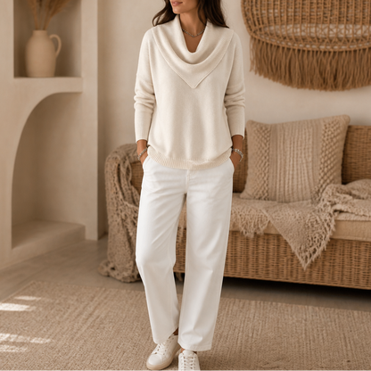 Women's Cowl Neck Sweater | Draped Collar & Effortless Style