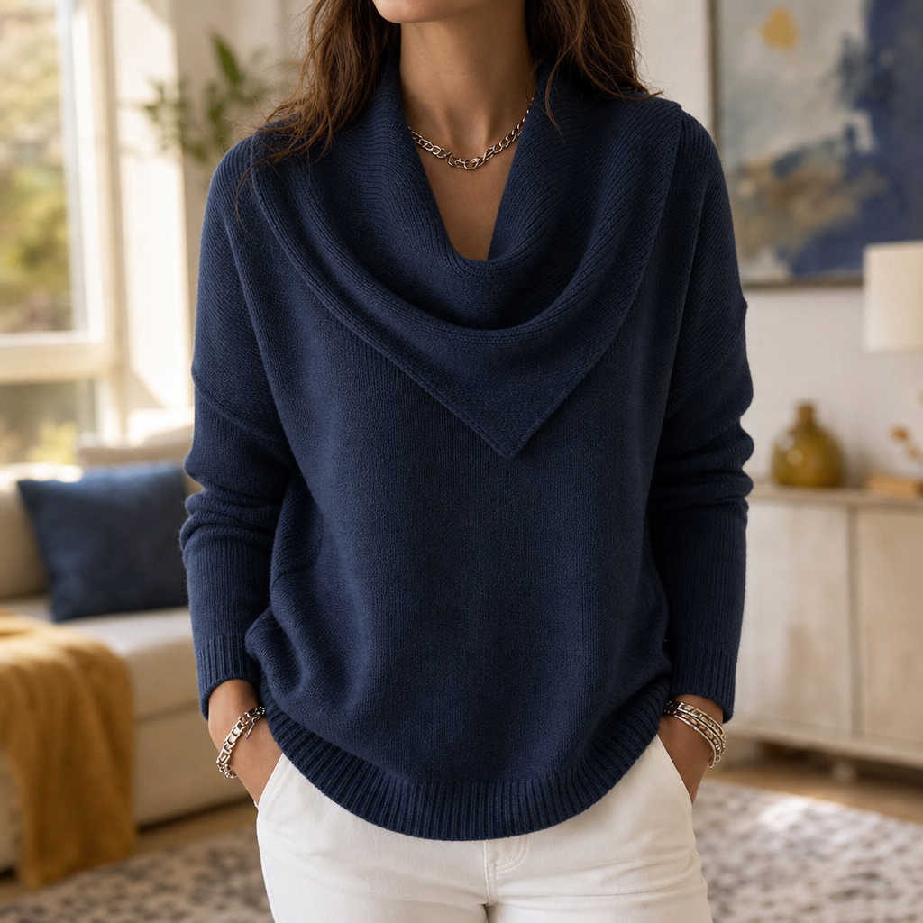 Women's Cowl Neck Sweater | Draped Collar & Effortless Style