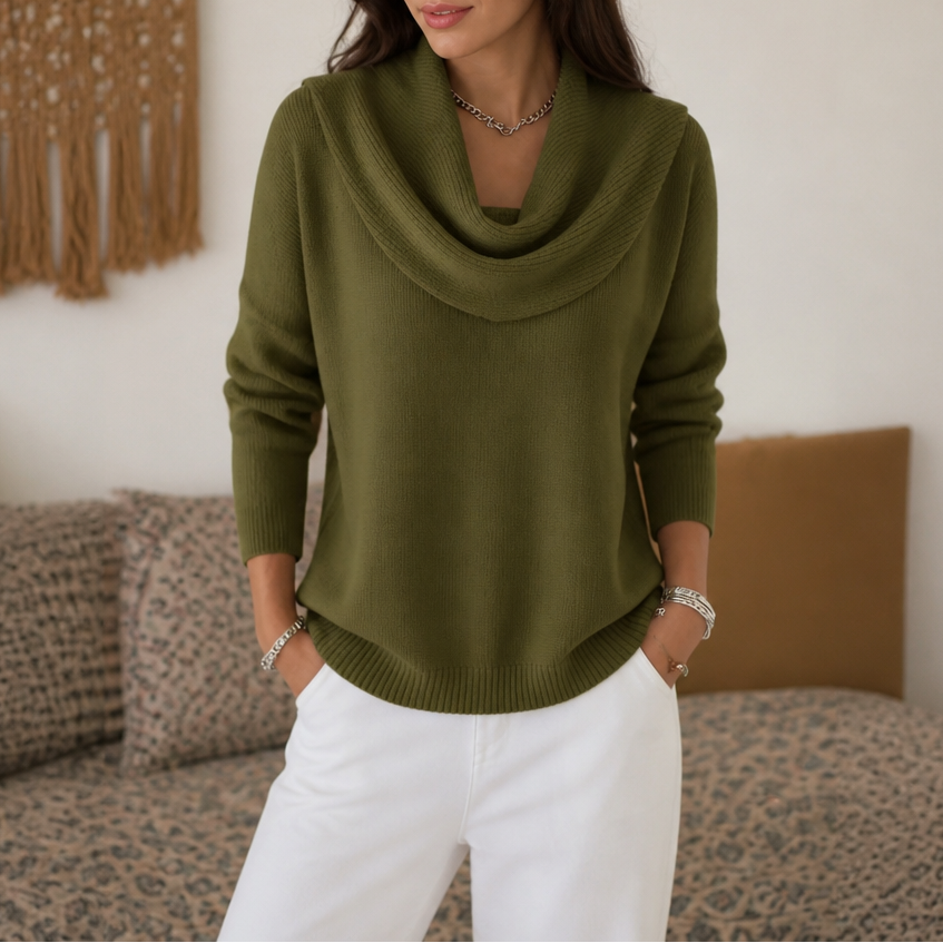Women's Cowl Neck Sweater | Drapes & Flatters