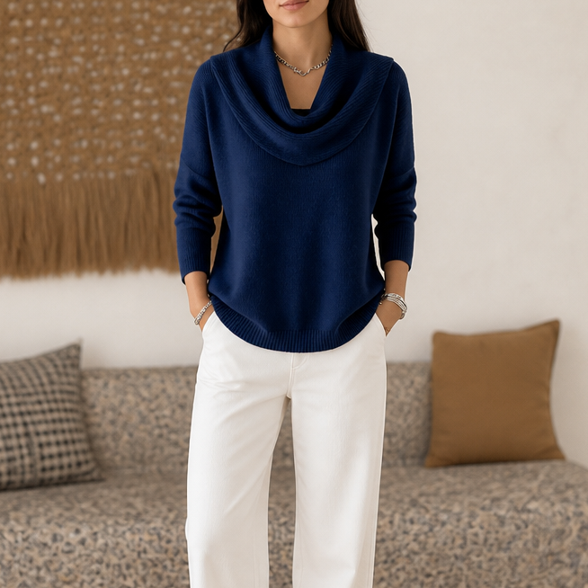 Women's Cowl Neck Sweater | Drapes & Flatters