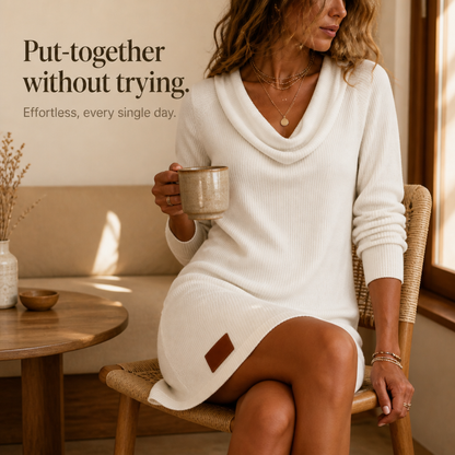 Women's Cowl-Neck Sweater Dress | Relaxed Fit & All-Day Shape