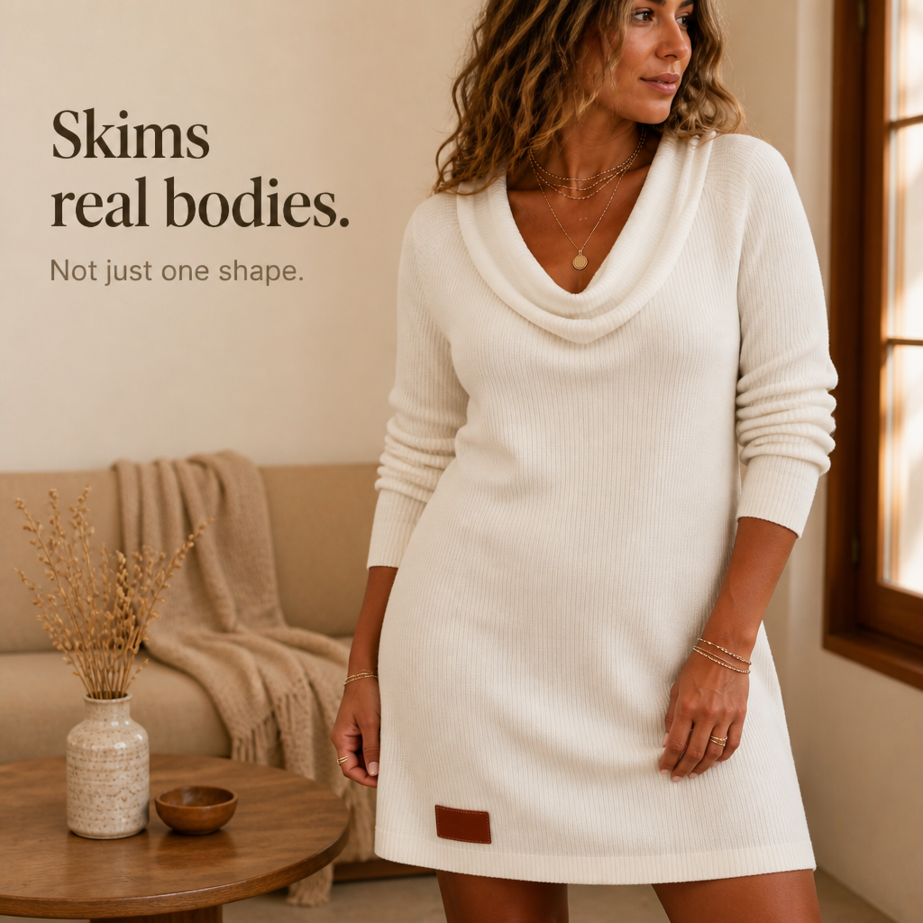 Women's Cowl-Neck Sweater Dress | Relaxed Fit & All-Day Shape