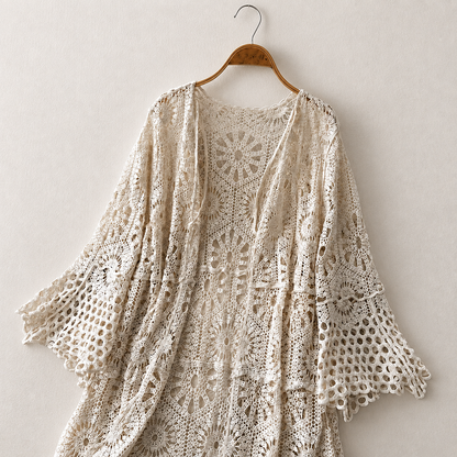 Women's Crochet Cardigan | Duster Length & Bell Sleeves