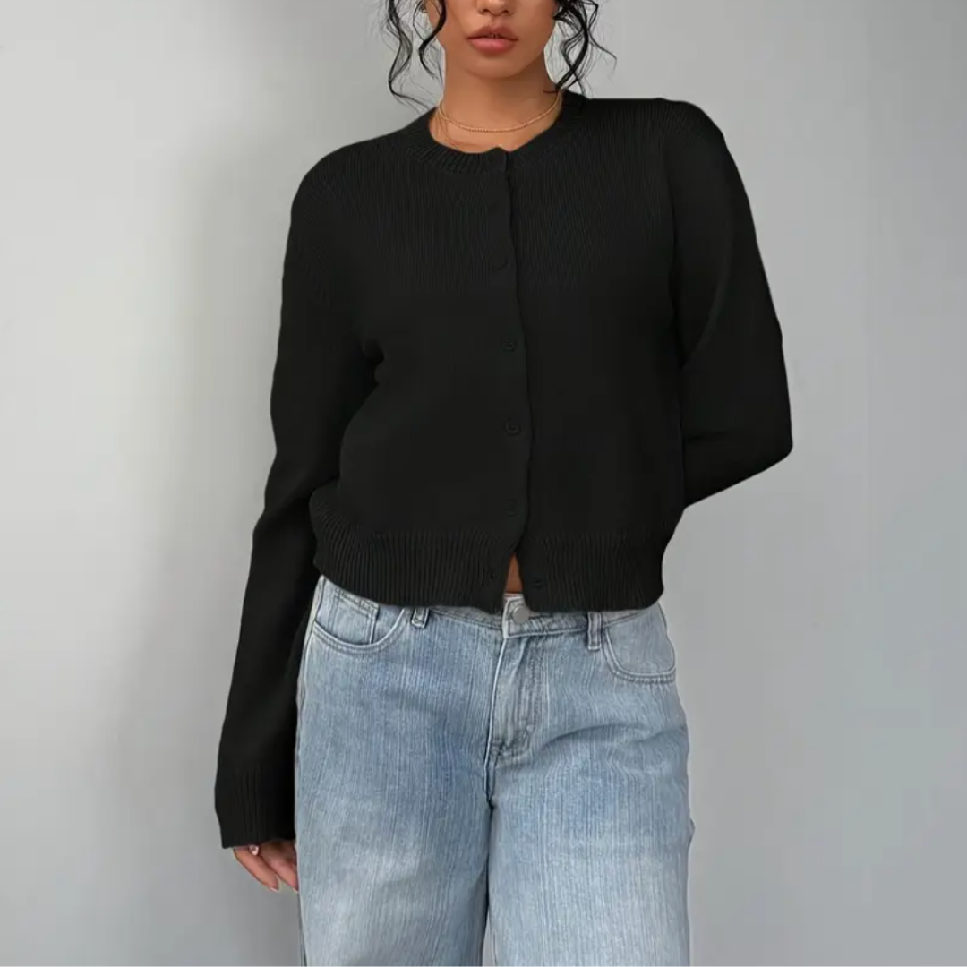 Chic Cropped Button Cardigan – Cozy Knit for Everyday Style