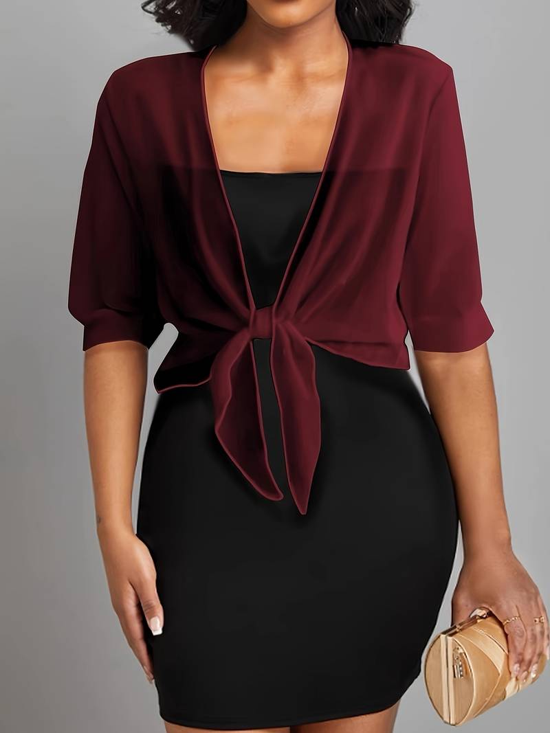 Women's Cropped Top | Sheer Tie-Front Bolero