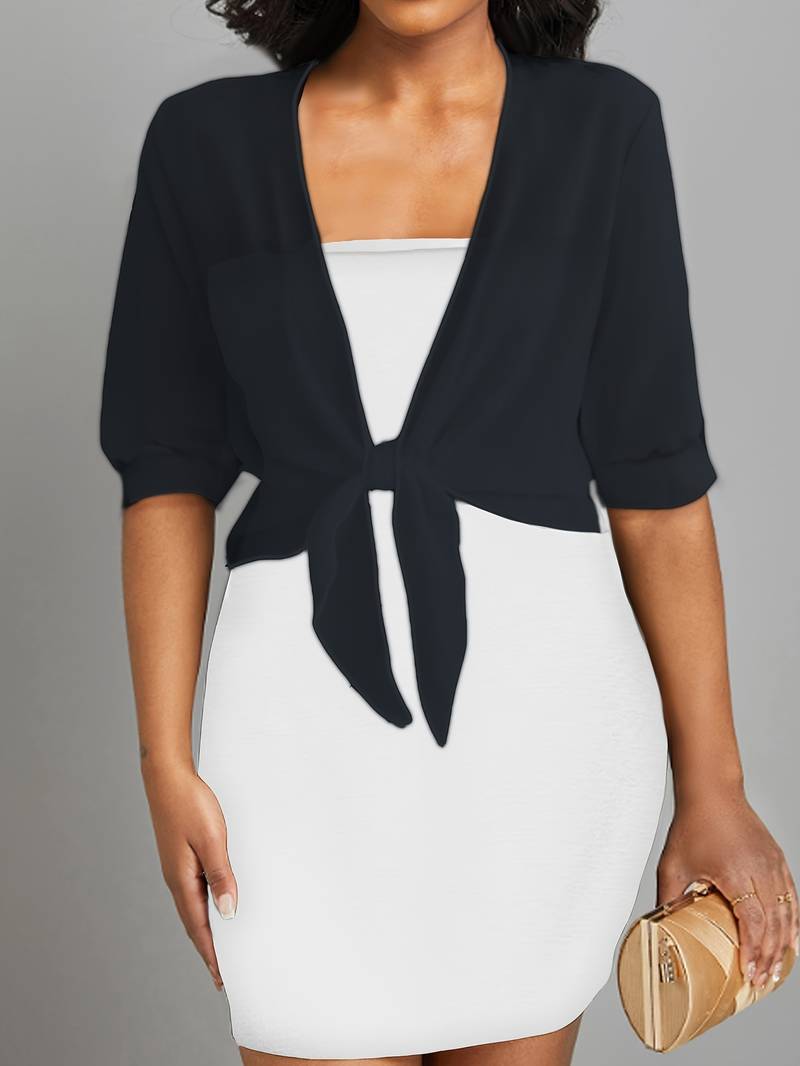 Women's Cropped Top | Sheer Tie-Front Bolero