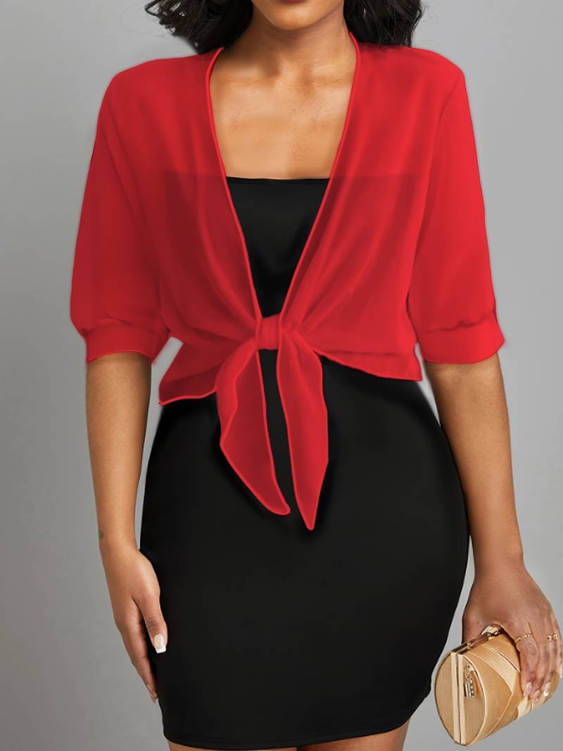 Women's Cropped Top | Sheer Tie-Front Bolero