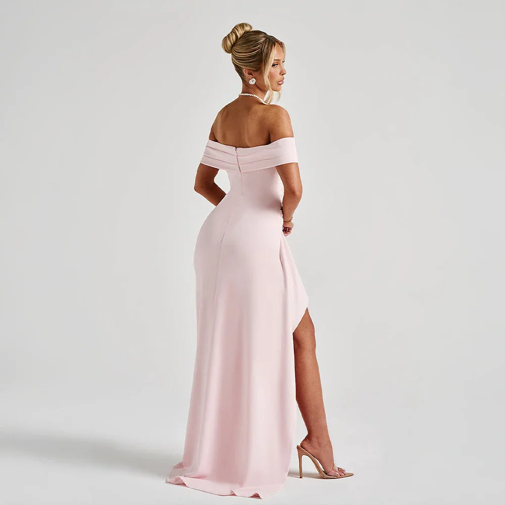 Women's Elegant Long Dress | Off-Shoulder Design & High Leg Slit