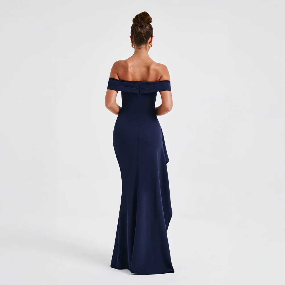 Women's Elegant Long Dress | Off-Shoulder Design & High Leg Slit