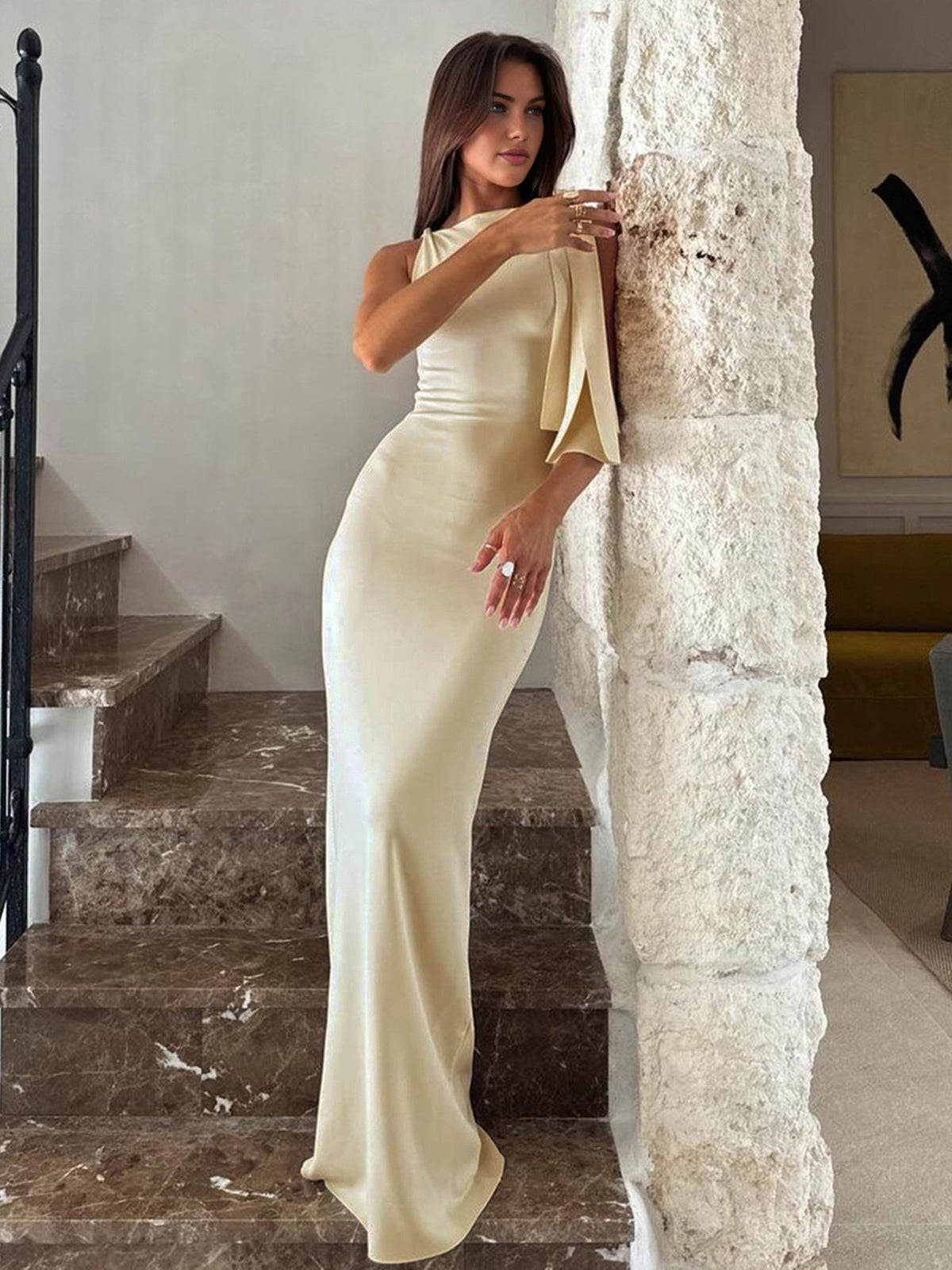 Women's Elegant Maxi Dress | Knot Detail & Flowing Formal Silhouette