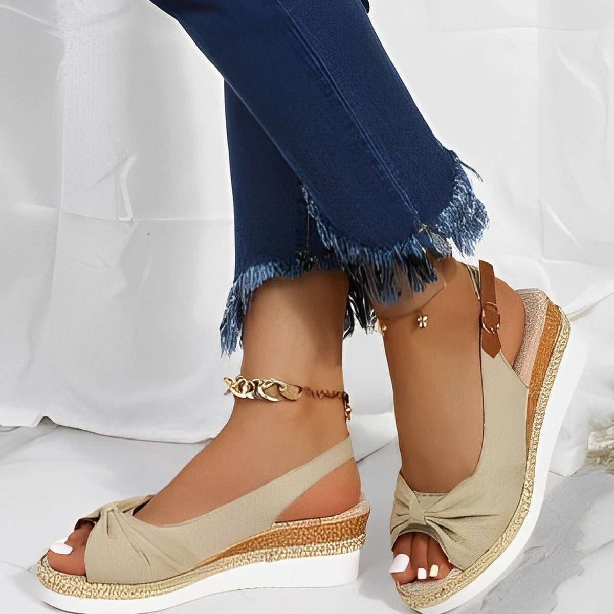 Women's Espadrille Wedge Sandals | Knot Detail & Slingback