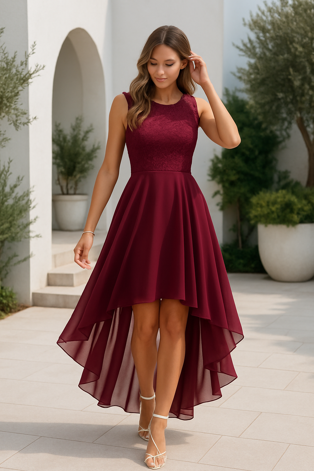 Women's Evening Dress | High-Low Hem & Flowing Skirt