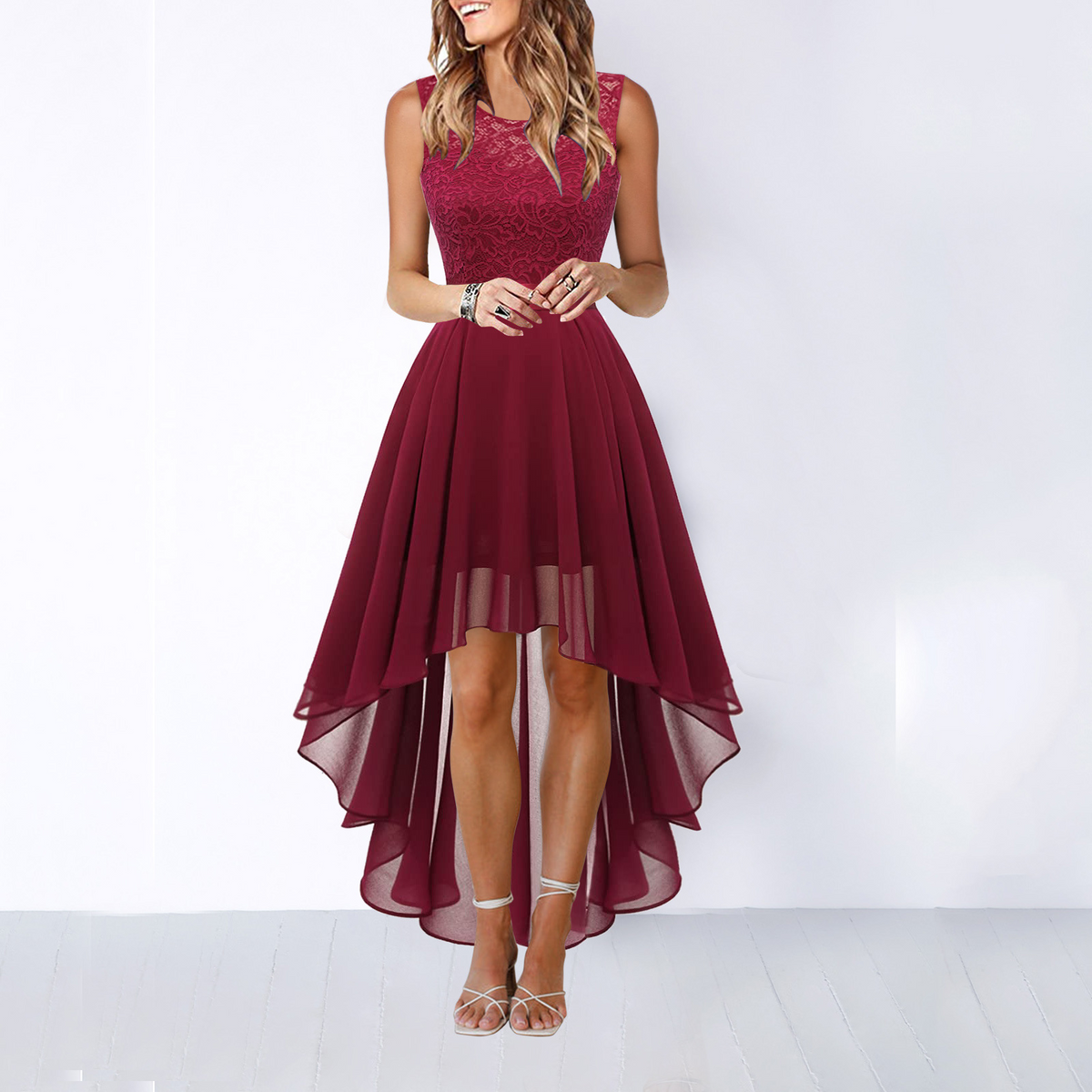 Women's Evening Dress | High-Low Hem & Flowing Skirt