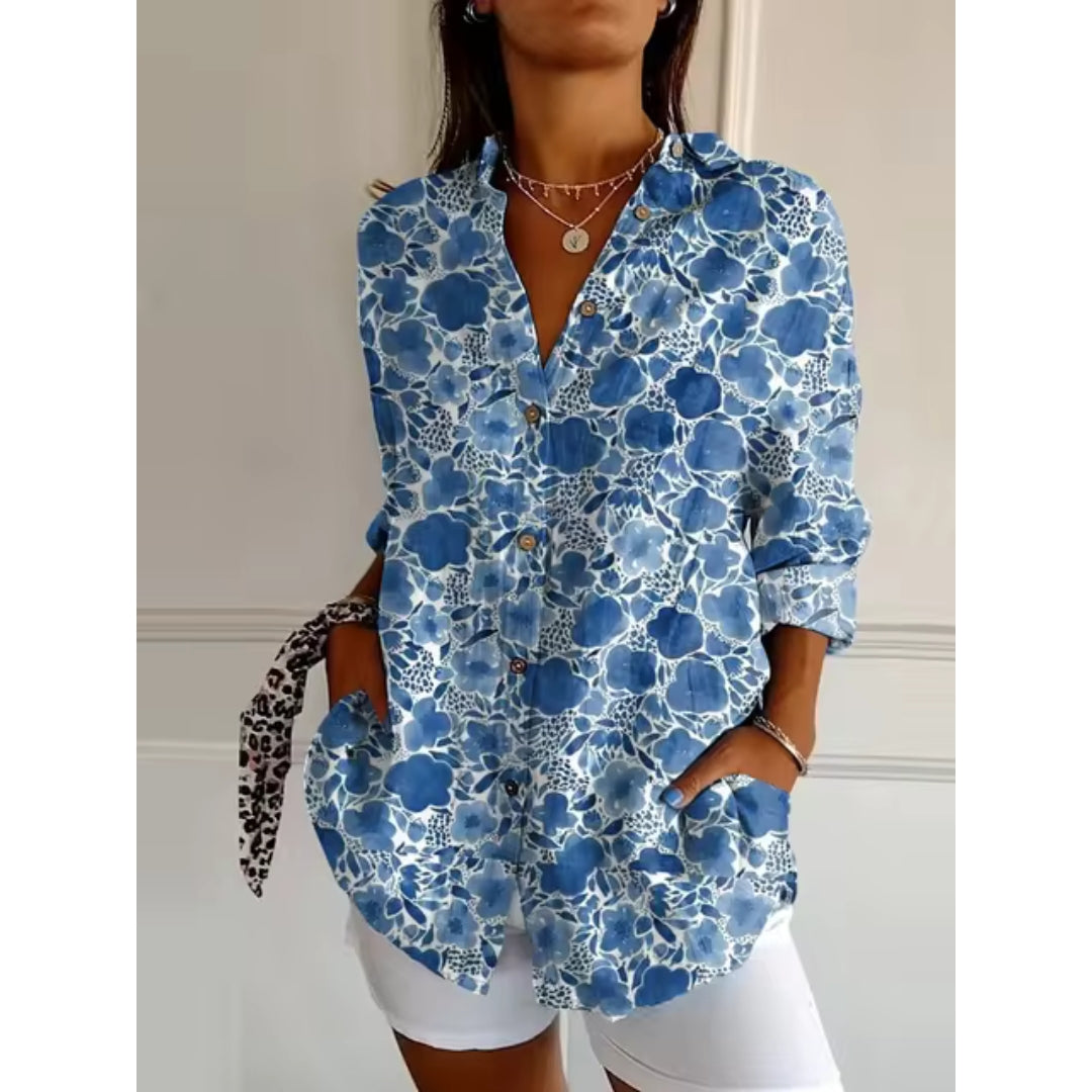 Women's Floral Blouse | Button-Front & Relaxed Feminine Fit
