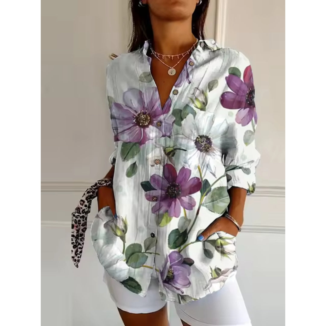 Women's Floral Blouse | Button-Front & Relaxed Feminine Fit