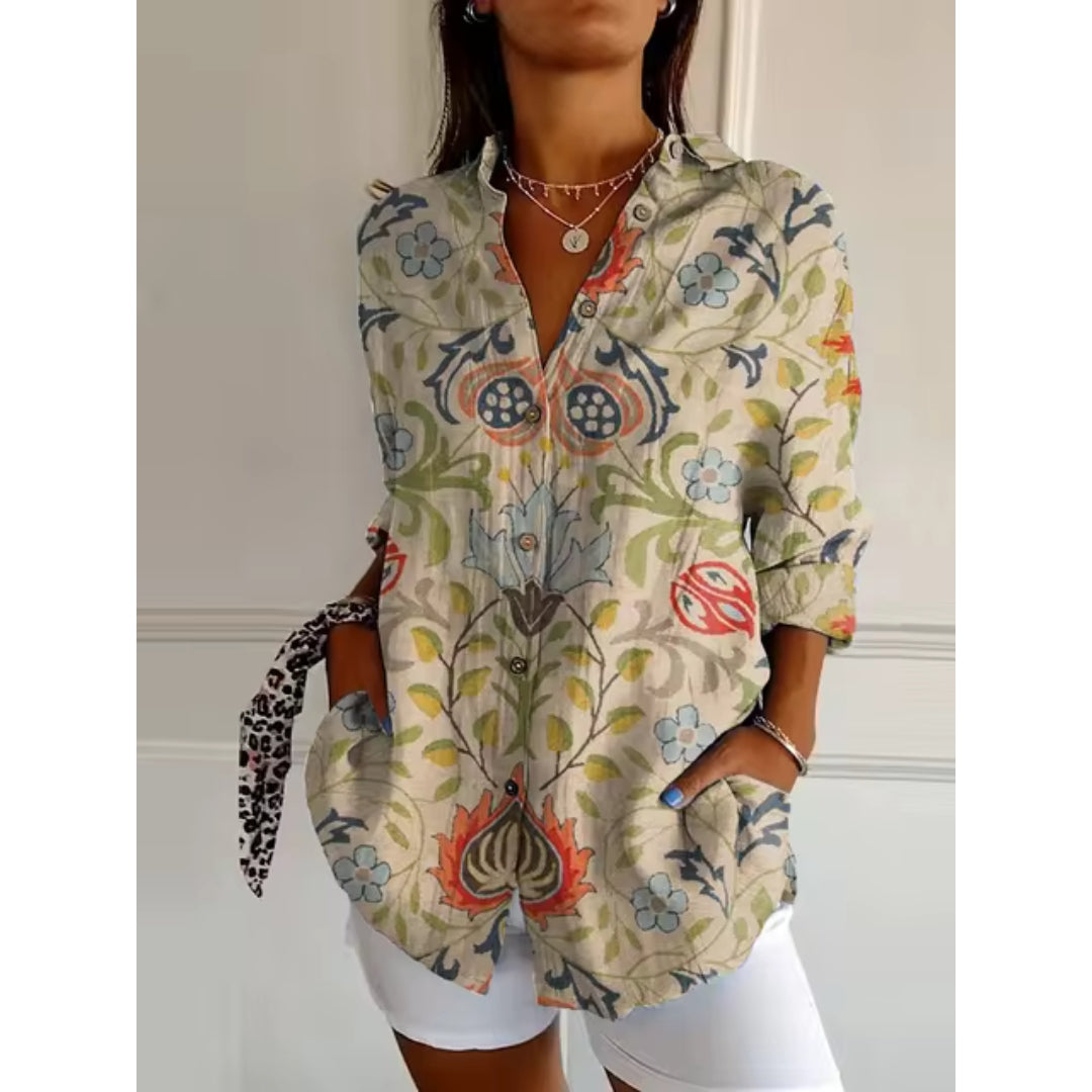 Women's Floral Blouse | Button-Front & Relaxed Feminine Fit
