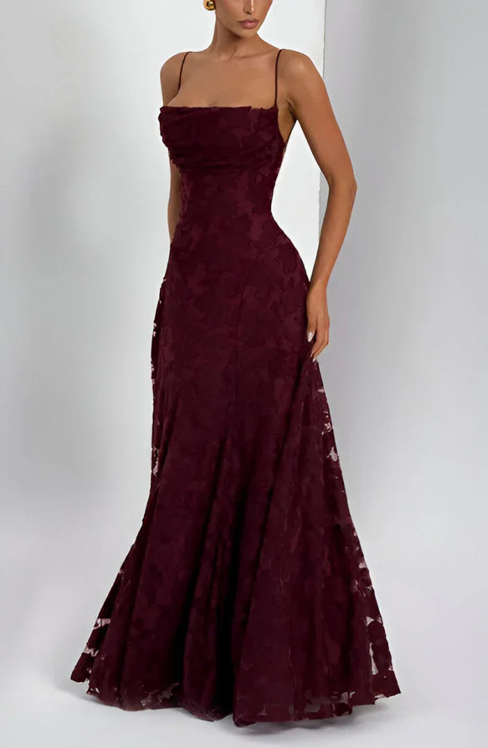 Women's Floral Maxi Dress | 3D Petal Appliqué & Flowing Formal Silhouette